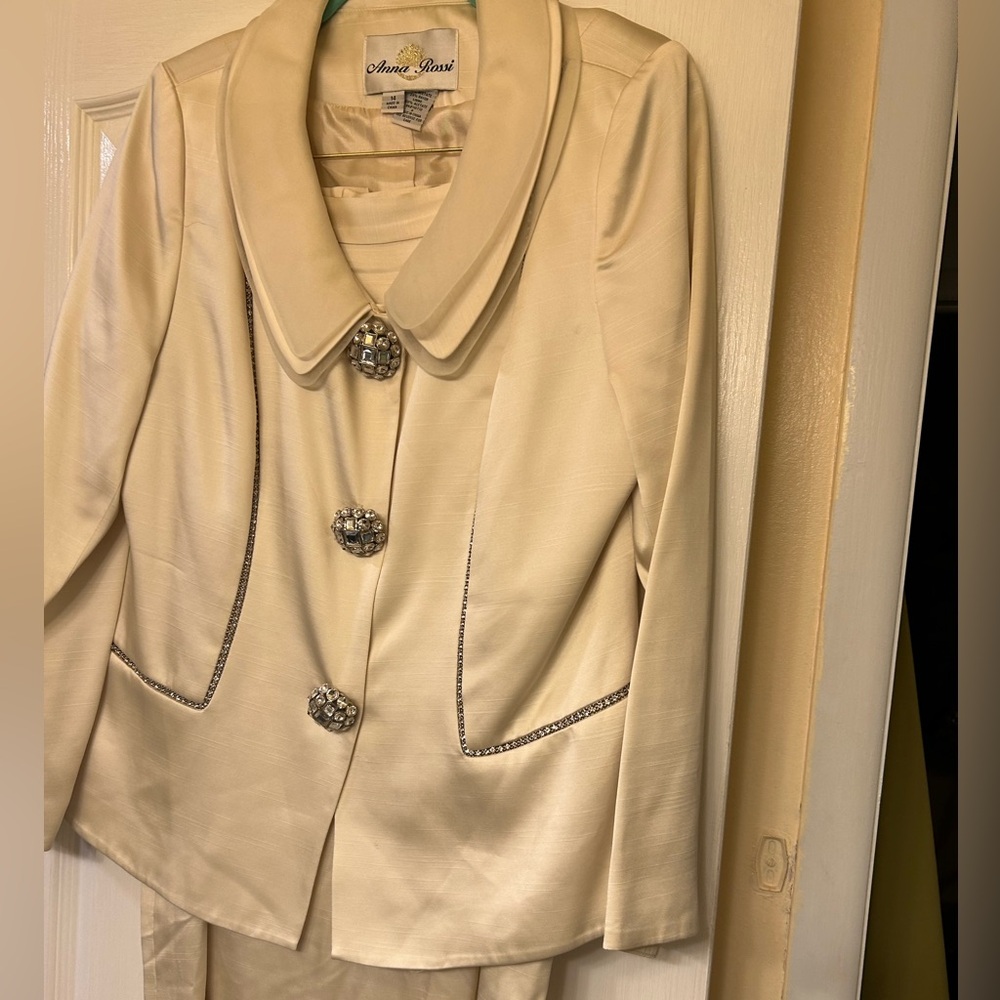 Beautiful satin champagne colored suit to wear to a wedding